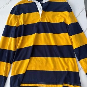 Striped Rugby Shirt in Navy & Yellow - Medium